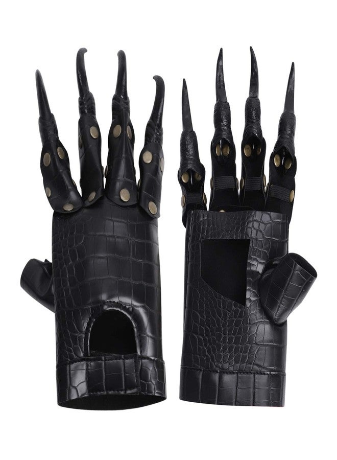RUIXIB PU Leather Dragon Claw Gloves Black Cosplay Paw Gloves Halloween Costume Dress UP Horror Props Party Accessories - Image 3